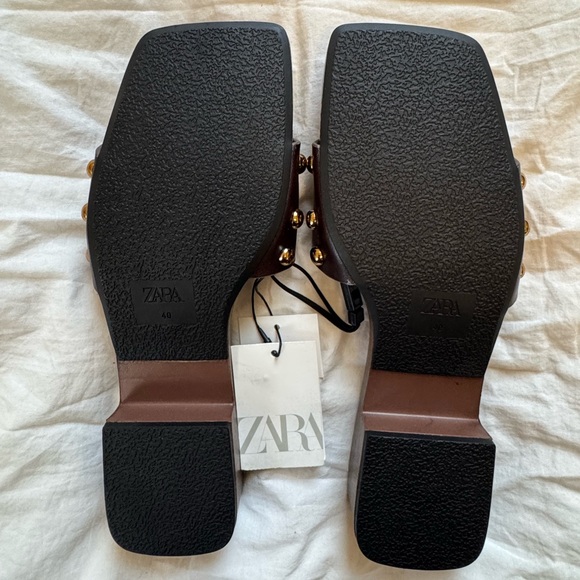 ZARA Studded Leather Heeled Sandals - Picture 4 of 9